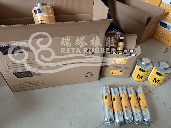 瑞塔橡胶滚筒包胶施工材料发货